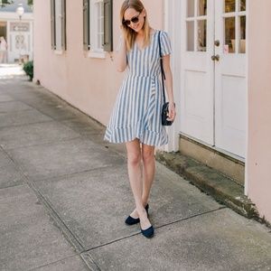 NWT J Crew factory Striped faux-wrap dressXXS